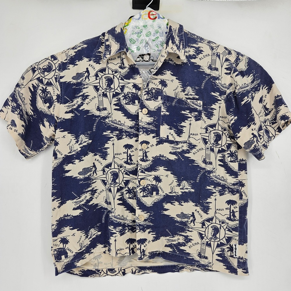 Vintage Toes On The Nose Shirt Mens Large Hawaiian Short Sleeve Casual‎ Floral